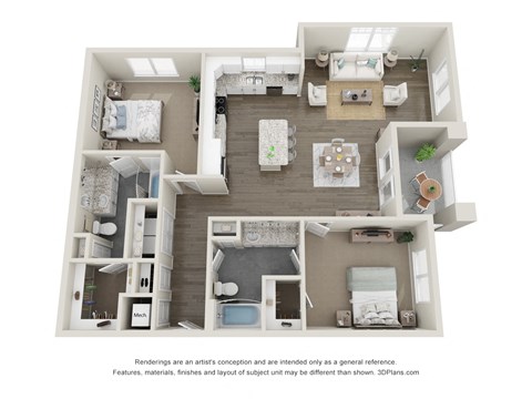 Floor plan for 2 beds, 2 baths, 1471 sqft